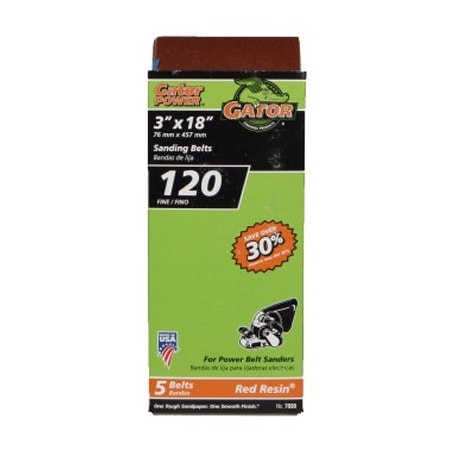 Gator Finishing 5PK 3x18 120G Sand Belt 7030GA